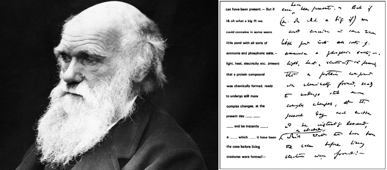 Charles Darwin portrait and his letter